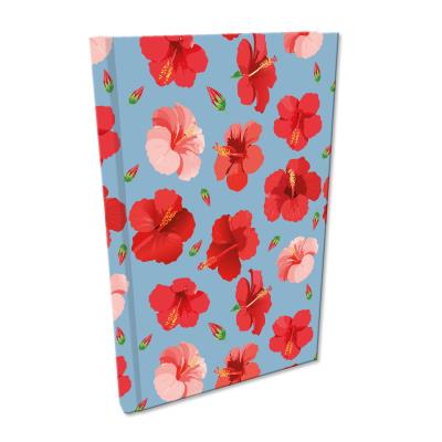 Notes A5 kratka Soft Touch Hibiskusy w jeansie. Wydawca: EV-Corp. SmakLiter.pl Opakowanie Notes A5 kratka Soft Touch Hibiskusy w jeansie