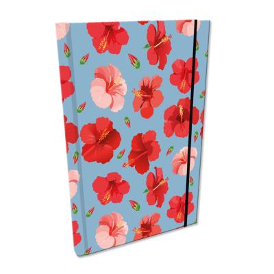 Notes A5 kratka z gumką Soft Touch Hibiskusy w  jeansie. Wydawca: EV-Corp. SmakLiter.pl Opakowanie Notes A5 kratka z gumką Soft Touch Hibiskusy w  jeansie