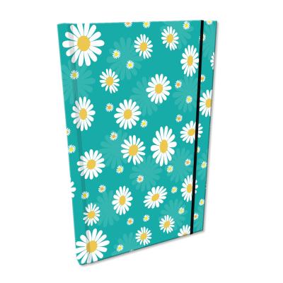 Notes A5 kratka z gumką Soft Touch Stokrotki na turkusie. Wydawca: EV-Corp. SmakLiter.pl Opakowanie Notes A5 kratka z gumką Soft Touch Stokrotki na turkusie