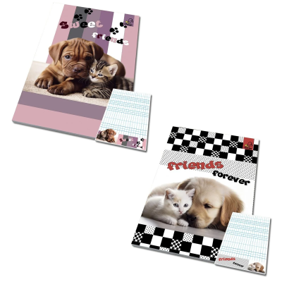 Opakowanie Notes A6/50K kratka poddruk Psy Koty (10szt)