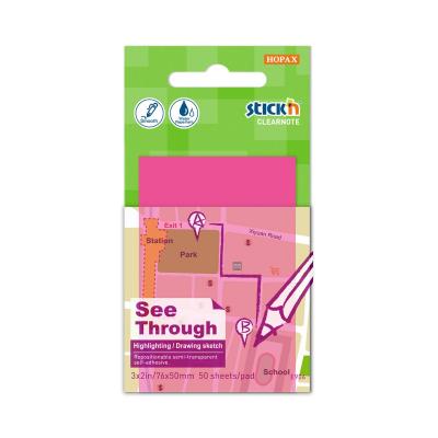 Opakowanie Notes samoprzylepny 51x76mm przezroczysty 50K róż