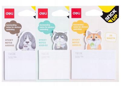 Opakowanie Notes samoprzylepny lisek/kotek/piesek 25K DELI
