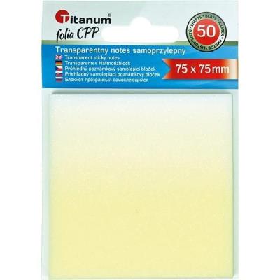 Notes samoprzylepny transparentny 75x75mm 50K. Wydawca: Titanum. SmakLiter.pl Opakowanie Notes samoprzylepny transparentny 75x75mm 50K