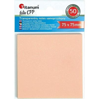 Notes samoprzylepny transparentny 75x75mm 50K. Wydawca: Titanum. SmakLiter.pl Opakowanie Notes samoprzylepny transparentny 75x75mm 50K