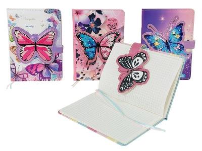 Opakowanie Notes w kratkę z Motylem 18x13cm MIX