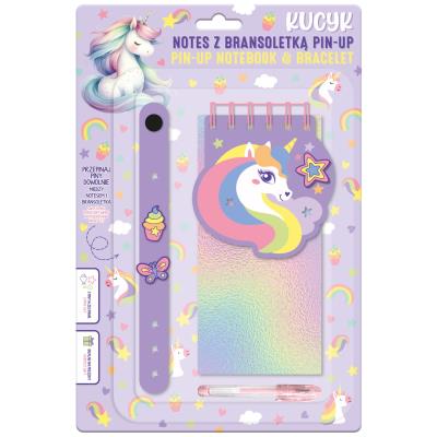 Notes z bransoletką pin-up kucyk. Wydawca: Derform. SmakLiter.pl Opakowanie Notes z bransoletką pin-up kucyk