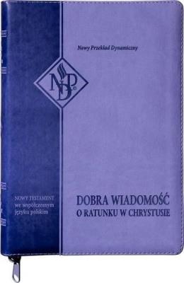 Okładka książki Nowy Testament NPD suwak paginatory fioletowy