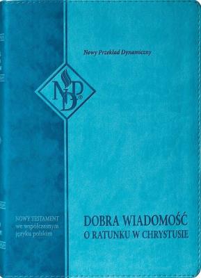Okładka książki Nowy Testament NPD, turkusowa z paginatorami