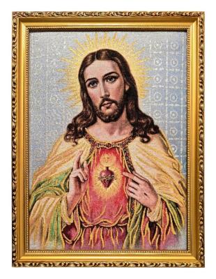Opakowanie Obraz Haftowany Serce Jezusa 32x42cm
