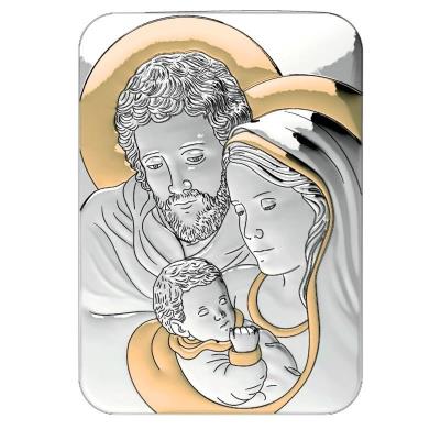 Opakowanie Obrazek Święta Rodzina - srebro 10x7,5cm