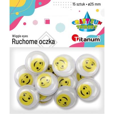 Opakowanie Oczy bez kleju z ruchomą tęczówką buźką 25mm 15szt