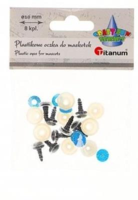 Oczy do maskotek plastikowe 10mm z mocowaniem 8szt. Wydawca: Titanum. SmakLiter.pl Opakowanie Oczy do maskotek plastikowe 10mm z mocowaniem 8szt