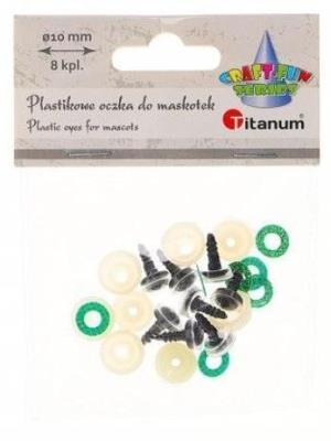 Oczy do maskotek plastikowe 10mm z mocowaniem 8szt. Wydawca: Titanum. SmakLiter.pl Opakowanie Oczy do maskotek plastikowe 10mm z mocowaniem 8szt