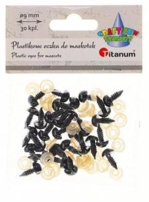 Oczy do maskotek plastikowe 9mm z mocowaniem 30szt. Wydawca: Titanum. SmakLiter.pl Opakowanie Oczy do maskotek plastikowe 9mm z mocowaniem 30szt