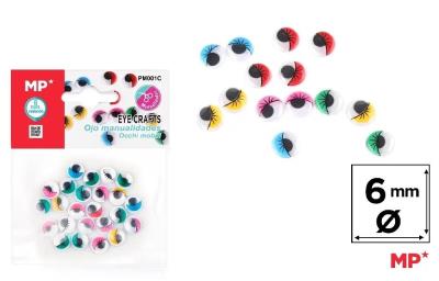 Opakowanie Oczy ruchome samoprzylepne kolorowe 6mm