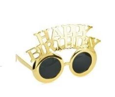 Opakowanie Okulary Happy Birthday zimny złoty 16.5x11.5cm