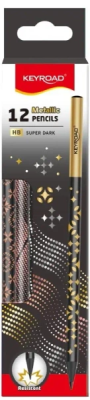 Ołówek Metallic okrągły czarne drewno 12szt. Wydawca: Keyroad. SmakLiter.pl Opakowanie Ołówek Metallic okrągły czarne drewno 12szt
