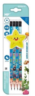 Ołówek sześciokątny HB z dodatk. gumką Zwierzęta. Wydawca: MP Main Paper. SmakLiter.pl Opakowanie Ołówek sześciokątny HB z dodatk. gumką Zwierzęta