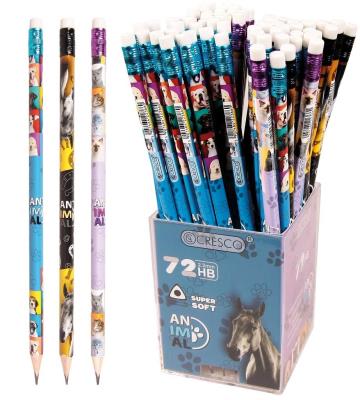 Ołówek trójkątny HB z gumką animal (72szt). Wydawca: CRESCO. SmakLiter.pl Opakowanie Ołówek trójkątny HB z gumką animal (72szt)