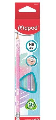 Ołówek z gumką Glitter brokat HB (12szt) MAPED. Wydawca: Maped. SmakLiter.pl Opakowanie Ołówek z gumką Glitter brokat HB (12szt) MAPED