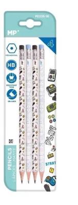 Ołówek z gumką HB 4szt. Wydawca: MP Main Paper. SmakLiter.pl Opakowanie Ołówek z gumką HB 4szt