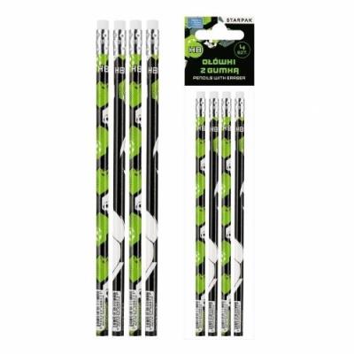 Opakowanie Ołówek z gumką HB Football 4szt