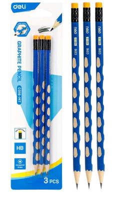 Ołówek z gumką HB heksagonalny 3szt. Wydawca: DELI. SmakLiter.pl Opakowanie Ołówek z gumką HB heksagonalny 3szt