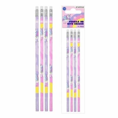 Opakowanie Ołówek z gumką HB Unicorn 4szt