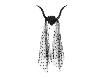 Opaska Rogi z tiulem 30x76cm czarny. Wydawca: PartyDeco. SmakLiter.pl Opakowanie Opaska Rogi z tiulem 30x76cm czarny