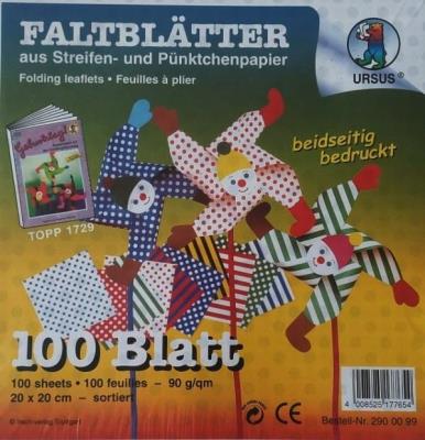 Opakowanie Origami 20x20cm kropki/paski 100 arkuszy