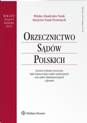 Okładka książki Orzecznictwo Sądów Polskich 4/2022