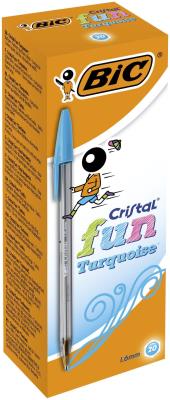 Opakowanie Paczka Długopis BIC Cristal Fun 1.6mm turkusowy 20szt.
