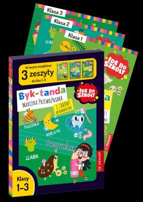 Okładka książki Pakiet Idę do szkoły. Byk-tanda Marcina Przewoźnika i Zabawy Ortograficzne. Klasy 1-3