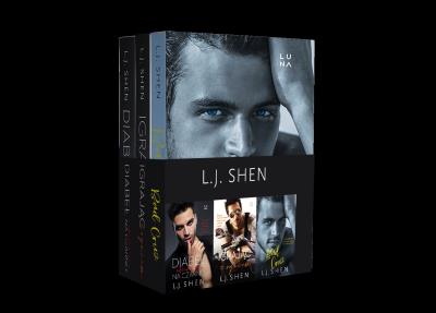 Pakiet L.J. Shen: Diabeł ubiera się na czarno / Igrając z ogniem / Bad Cruz. Autor: L.J. Shen. SmakLiter.pl Okładka książki Pakiet L.J. Shen: Diabeł ubiera się na czarno / Igrając z ogniem / Bad Cruz