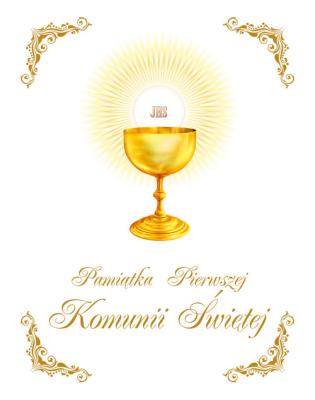Okładka książki Pamiątka I Komunii Św.(złoty kielich, mały format)