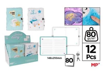 Opakowanie Pamiętnik pluszowy z kłódką MIX