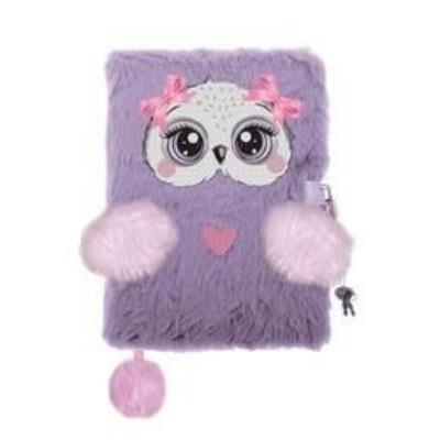 Opakowanie Pamiętnik z kłódką A5/96K 3D włochacz Violet owl