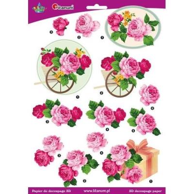 Opakowanie Papier do decoupage 3D kwiaty róże arkusz