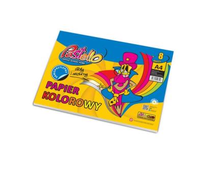 Papier kolorowy A4 samoprzylep 8 kartek błyszczący. Wydawca: Alfa Pastello. SmakLiter.pl Opakowanie Papier kolorowy A4 samoprzylep 8 kartek błyszczący