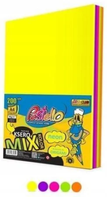 Papier ksero A4 75g 5 kolorów 200 arkuszy neon. Wydawca: Alfa Pastello. SmakLiter.pl Opakowanie Papier ksero A4 75g 5 kolorów 200 arkuszy neon