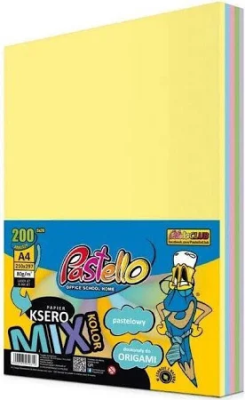 Papier ksero A4 80g 5 kolorów 200 arkuszy pastel. Wydawca: Alfa Pastello. SmakLiter.pl Opakowanie Papier ksero A4 80g 5 kolorów 200 arkuszy pastel