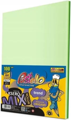 Papier ksero A4 80g 5 kolorów zielonych 100 arkusz. Wydawca: Alfa Pastello. SmakLiter.pl Opakowanie Papier ksero A4 80g 5 kolorów zielonych 100 arkusz