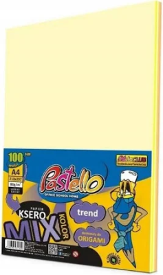 Papier ksero A4 80g 5 kolorów żółtych 100 arkuszy. Wydawca: Alfa Pastello. SmakLiter.pl Opakowanie Papier ksero A4 80g 5 kolorów żółtych 100 arkuszy