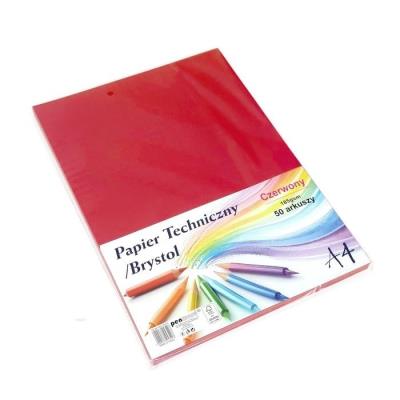 Opakowanie Papier techniczny brystol A4 czerwony 50ark