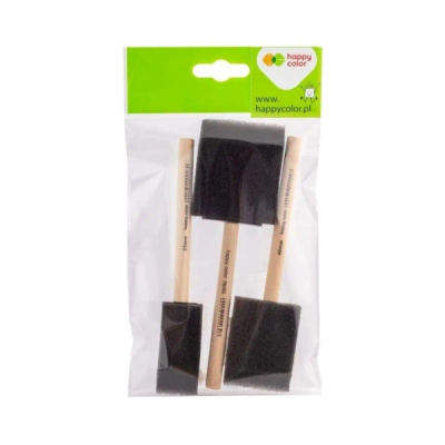 Pędzel gąbkowy płaski 3szt HAPPY COLOR. Wydawca: GDD. SmakLiter.pl Opakowanie Pędzel gąbkowy płaski 3szt HAPPY COLOR