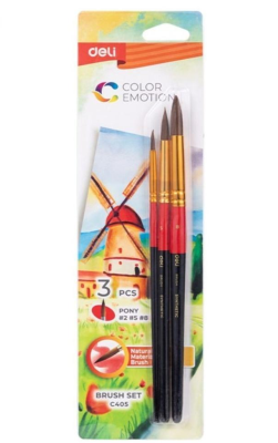 Pędzle Color Emotion 3szt DELI. Wydawca: DELI. SmakLiter.pl Opakowanie Pędzle Color Emotion 3szt DELI
