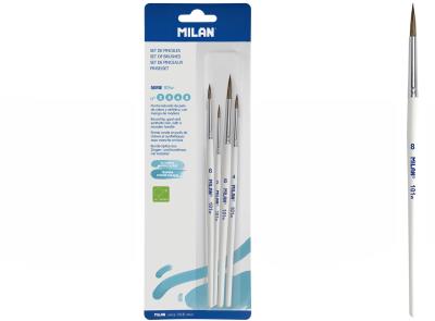 Opakowanie Pędzle okrągłe z włosia koziego Milan seria 101 4 sztuki na blistrze