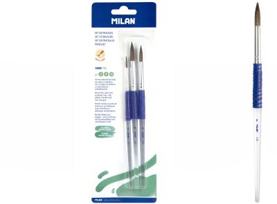 Opakowanie Pędzle okrągłe z włosia koziego Milan seria 116 3 sztuki na blistrze