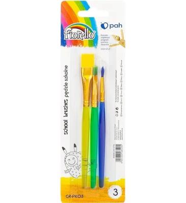 Pędzle szkolne kolorowe GR-PK03 3szt FIORELLO. Wydawca: Fiorello. SmakLiter.pl Opakowanie Pędzle szkolne kolorowe GR-PK03 3szt FIORELLO