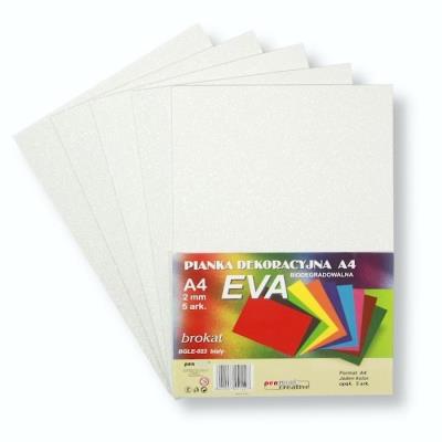 Opakowanie Pianka brokatowa A4 Eva biała biodegradowalna 5szt